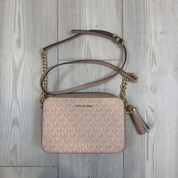 MICHAEL KORS Ginny Jet Set Medium Logo Camera Box Purse Crossbody Bag 32F8GF5M2B